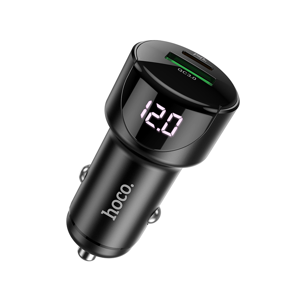 Автомобильное З/У Z42 Light road dual port digital display PD20W+QC3.0 car charger - black