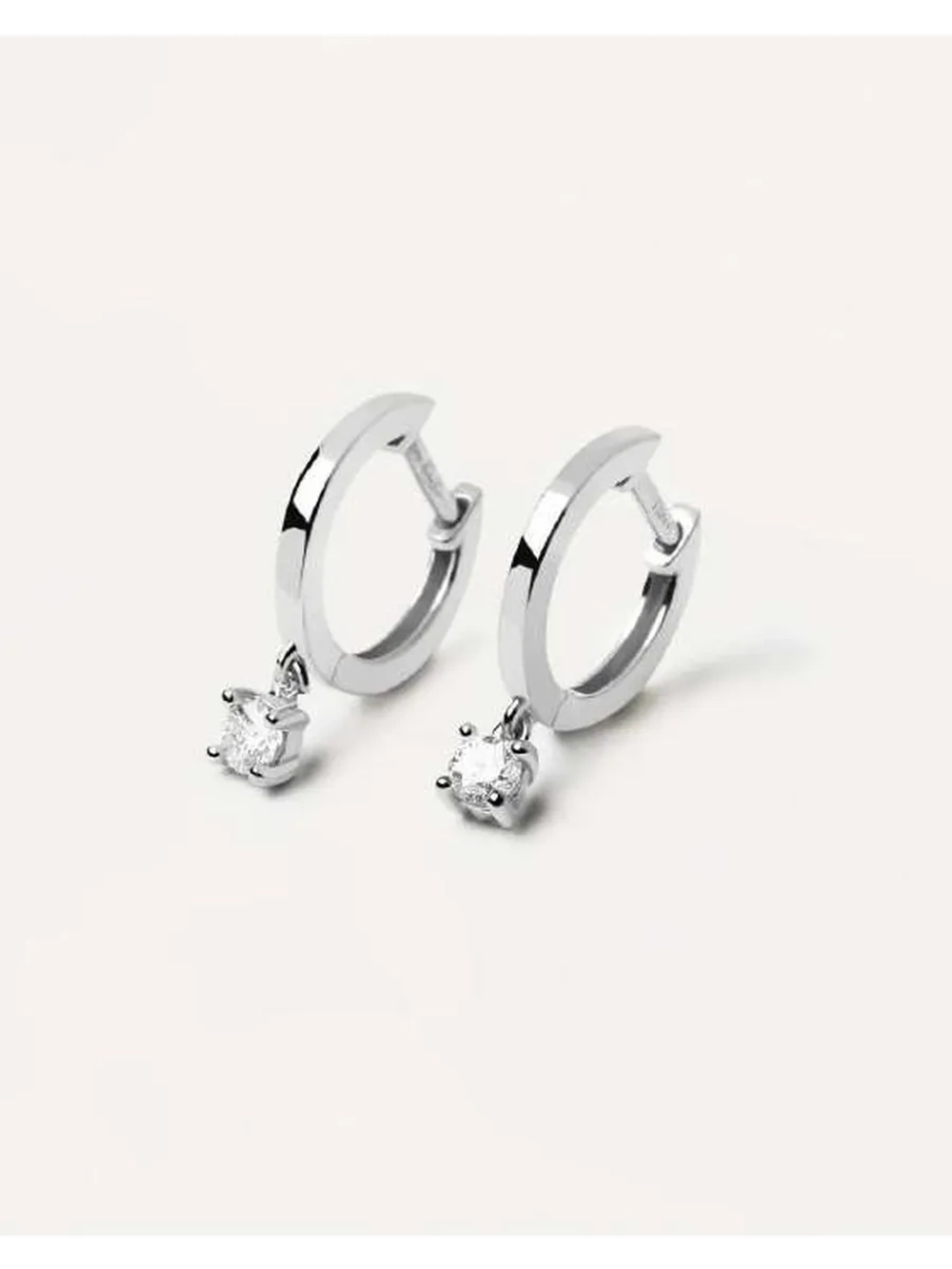 Серьги Drop Hoops Белое золото 750 пробы