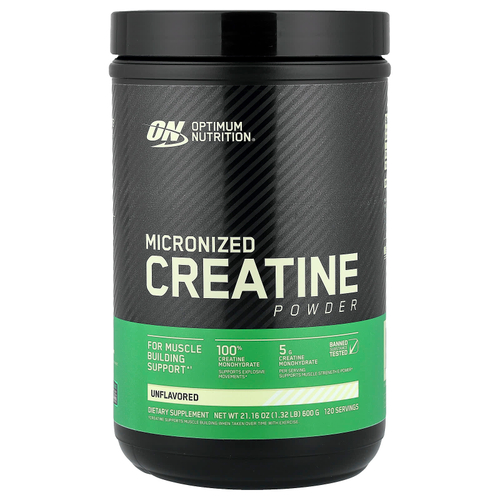 Optimum Nutrition, микронизированный порошок креатина, без добавок, 600 г
