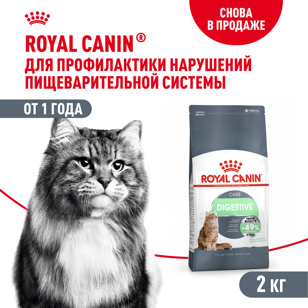 Royal Canin Digestive Care Дайджестив Кэа Корм сухой профилактика нарушений пищеварительной системы для взрослых кошек 2кг