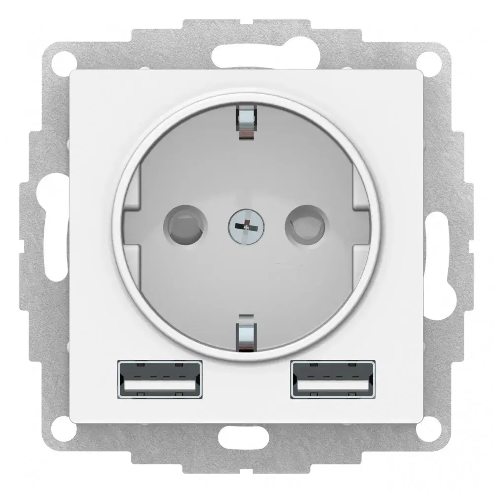 ATLASDESIGN РОЗЕТКА 16А c 2 USB A+A, 5В/2,4А, 2х5В/1,2А, механизм, ЛОТОС