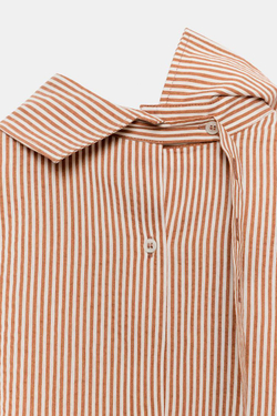 ZARA РУБАШКА С ПУГОВИЦАМИ НА СПИНЕ — ZW COLLECTION, БЕЛО-ОРАНЖЕВЫЙ