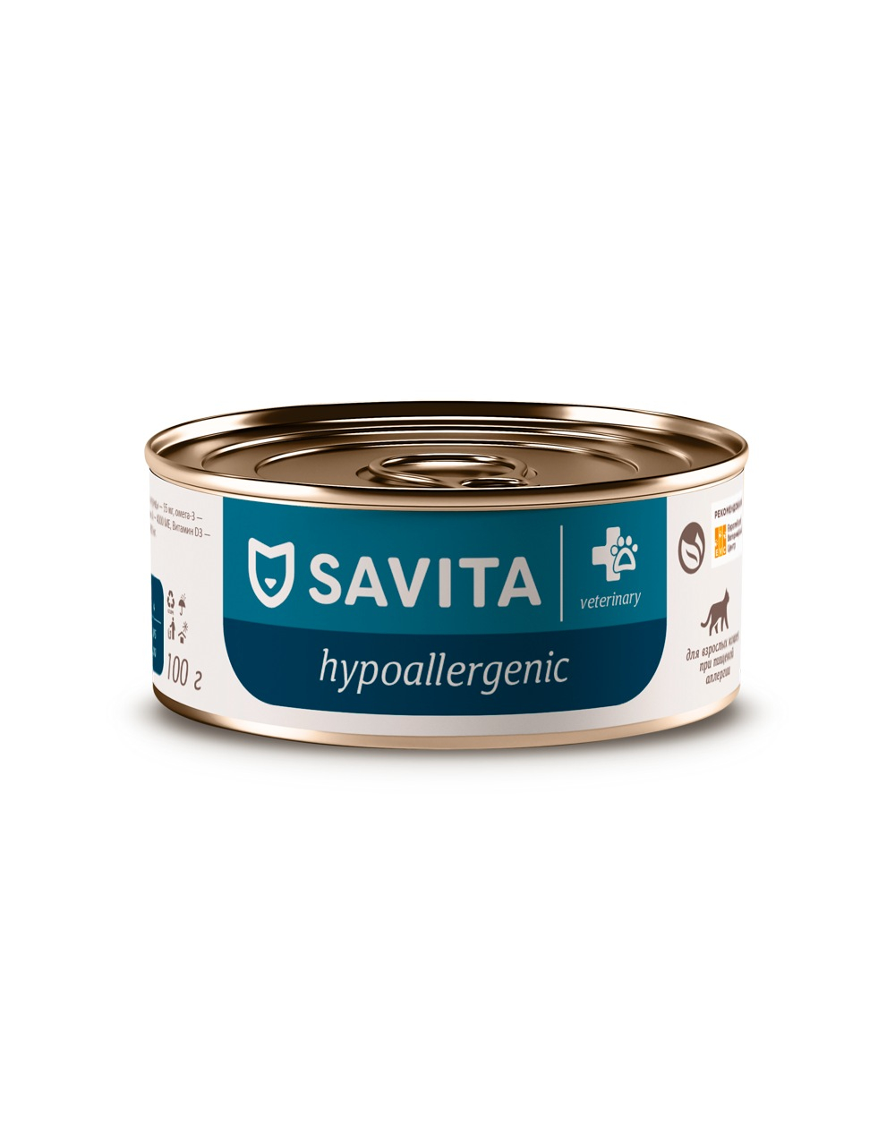 Savita Vet Hypoallergenic влажный диетический корм для кошек при пищевой аллергии свинина, 100 г