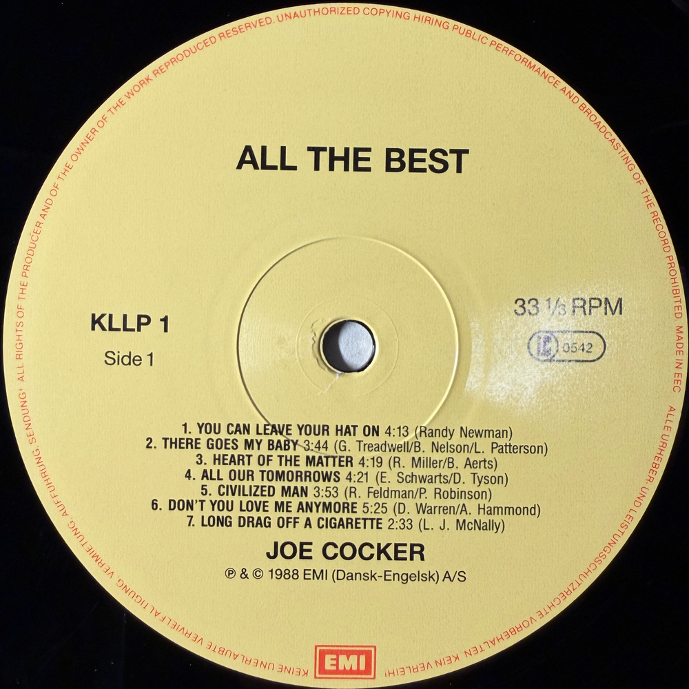 Joe Cocker ‎– All The Best (Европа 1988г.)