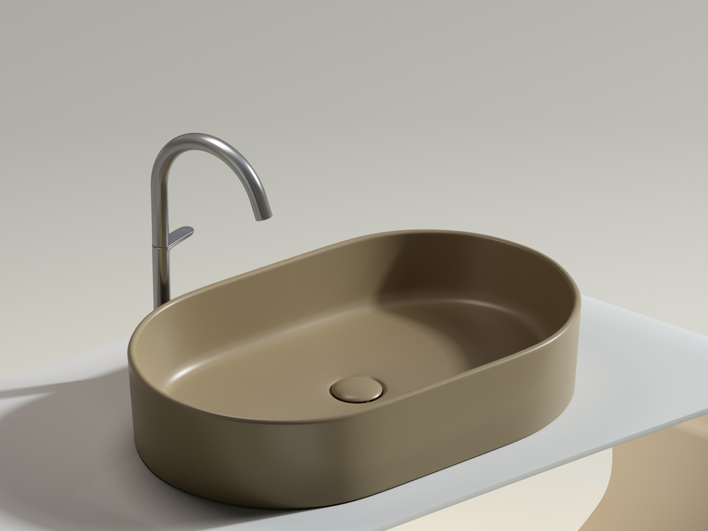 Умывальник чаша накладная овальная (цвет Капучино Матовый) Ceramicanova Элемент (Element) 600x385x122мм CN6048MC