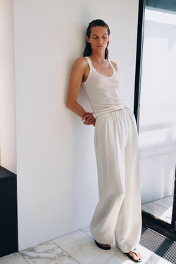 ZARA БРЮКИ СВОБОДНОГО КРОЯ — ZW COLLECTION, ЦВЕТ ЛЬДА