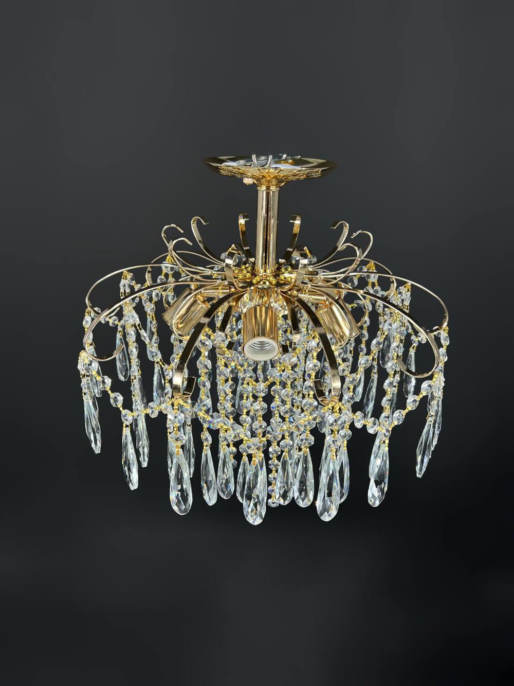 Люстра потолочная на штанге Lanbos Jewel, 5 ламп Е14, 200 Вт, золотая