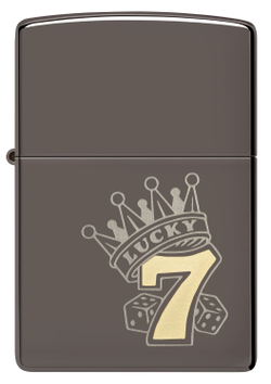 Зажигалка Zippo Lucky 7 Design с покрытием Black Ice®, латунь/сталь, черная, 38x13x57 мм