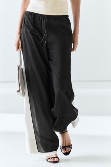 Massimo Dutti Струящиеся широкие брюки Total Look, черный
