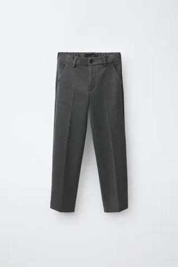 ZARA ОДНОТОННЫЕ КОСТЮМНЫЕ БРЮКИ, СЕРЫЙ МЕЛАНЖ