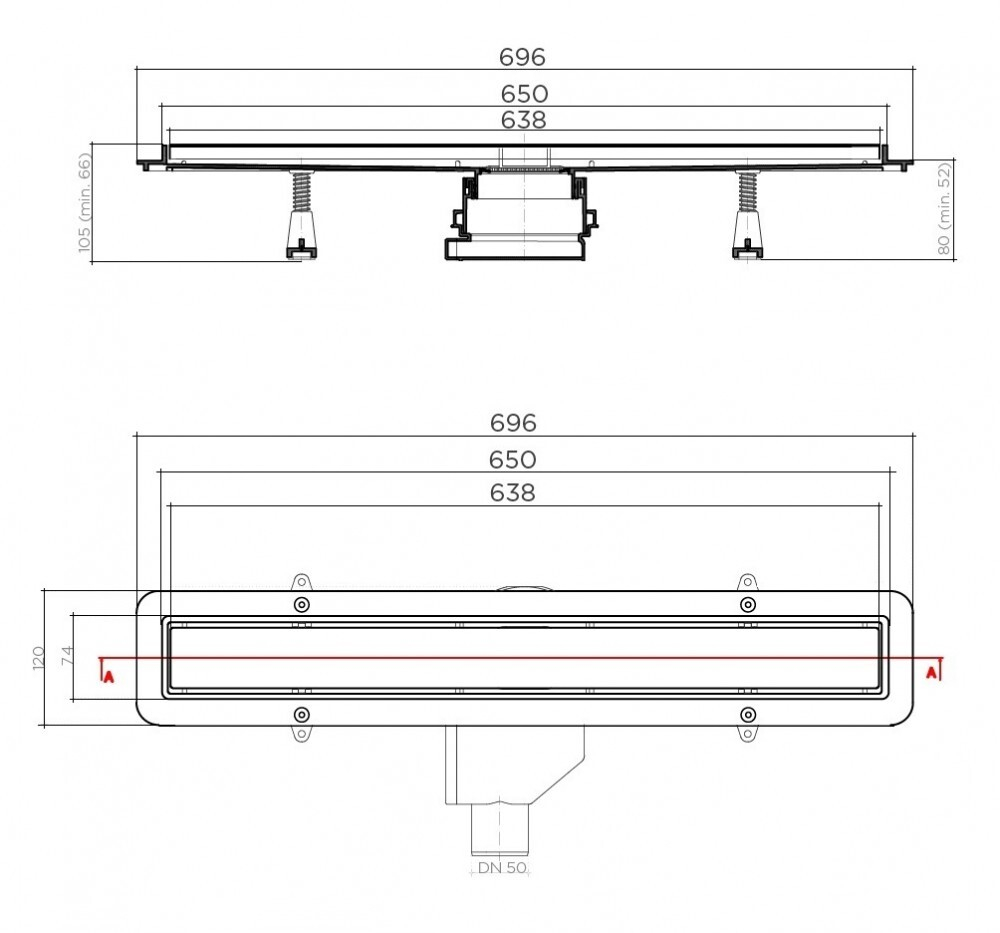 Душевой лоток Pestan Betto Line 650, блистер
