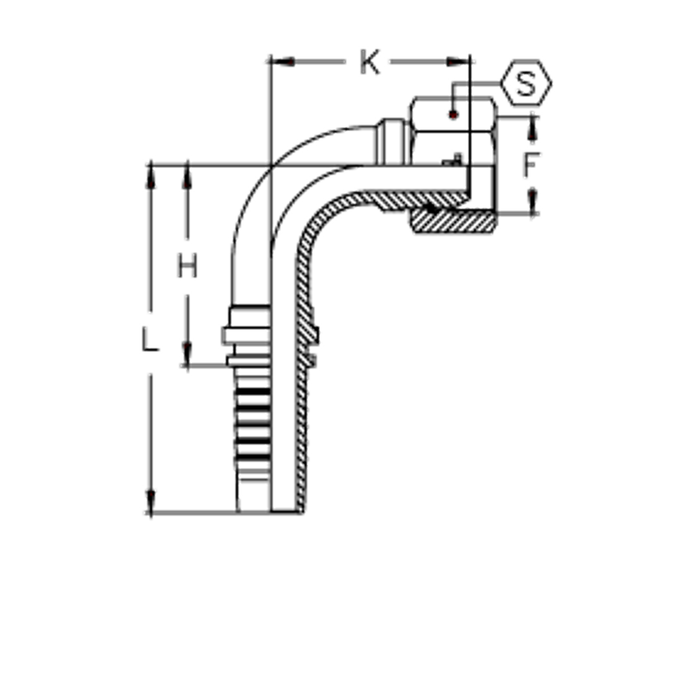 Фитинг DN 10 BSP (Г) 1/2 (90) (накидная гайка)
