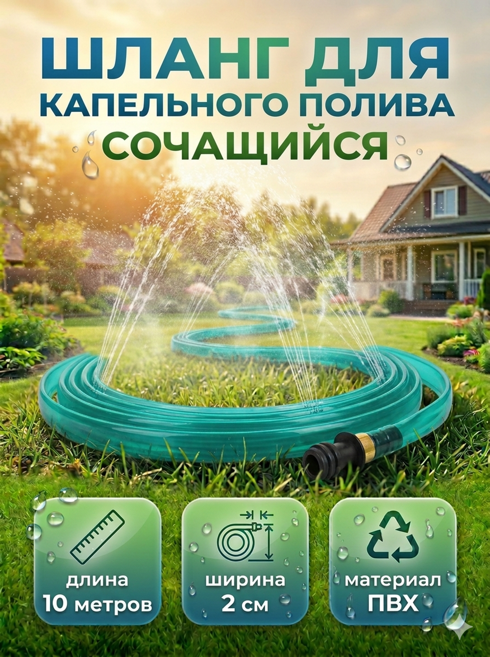 Шланг поливочный 10м ПВХ сочащий 0,025х10