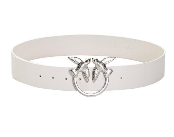 LOVE BIRDS SIMPLY LEATHER BELT - white–silver - S (90см)