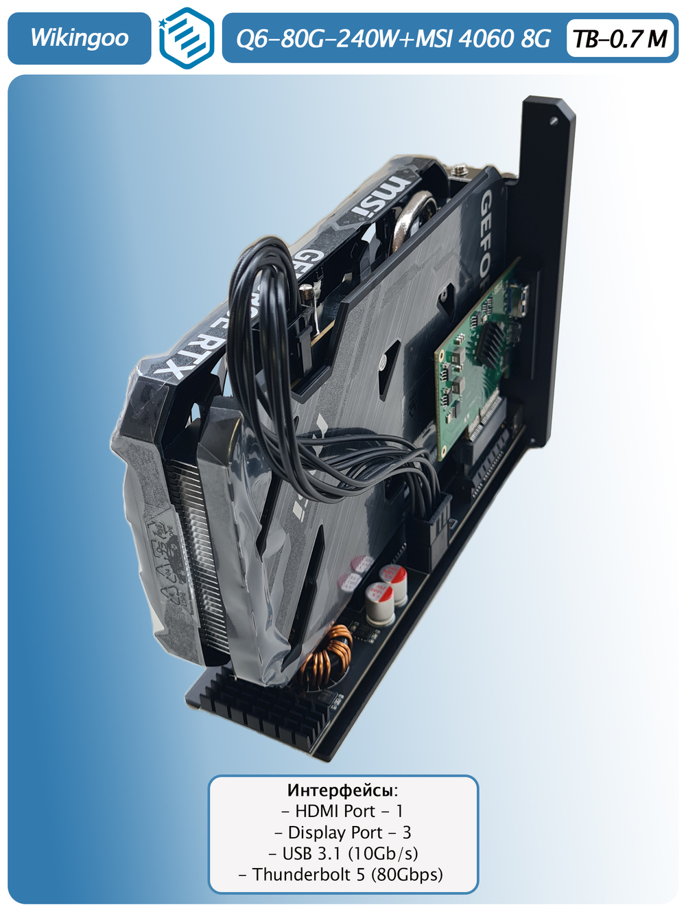 Внешняя видеокарта EGPu Wikingoo Q6 - 240W + MSI GeForce RTX 4060 8Gb. Thunderbolt 5.