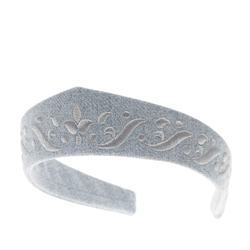 Ободок-кокошник «Ампир» 2/26 светло-серый/ рогожка,шёлк