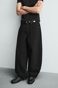 ZARA ДЖИНСЫ BALLOON FIT, ЧЕРНЫЙ