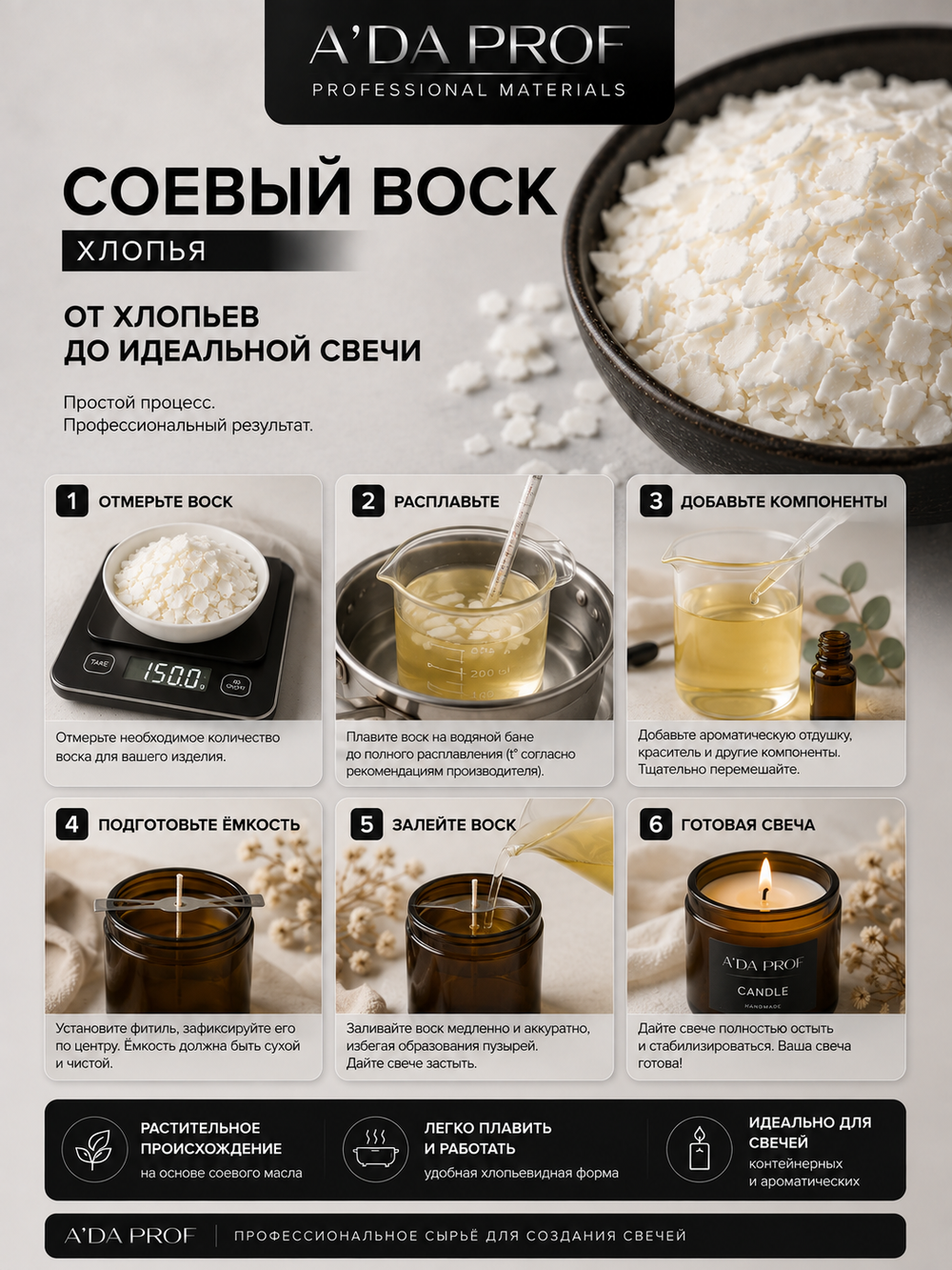 Соевый воск для свечей