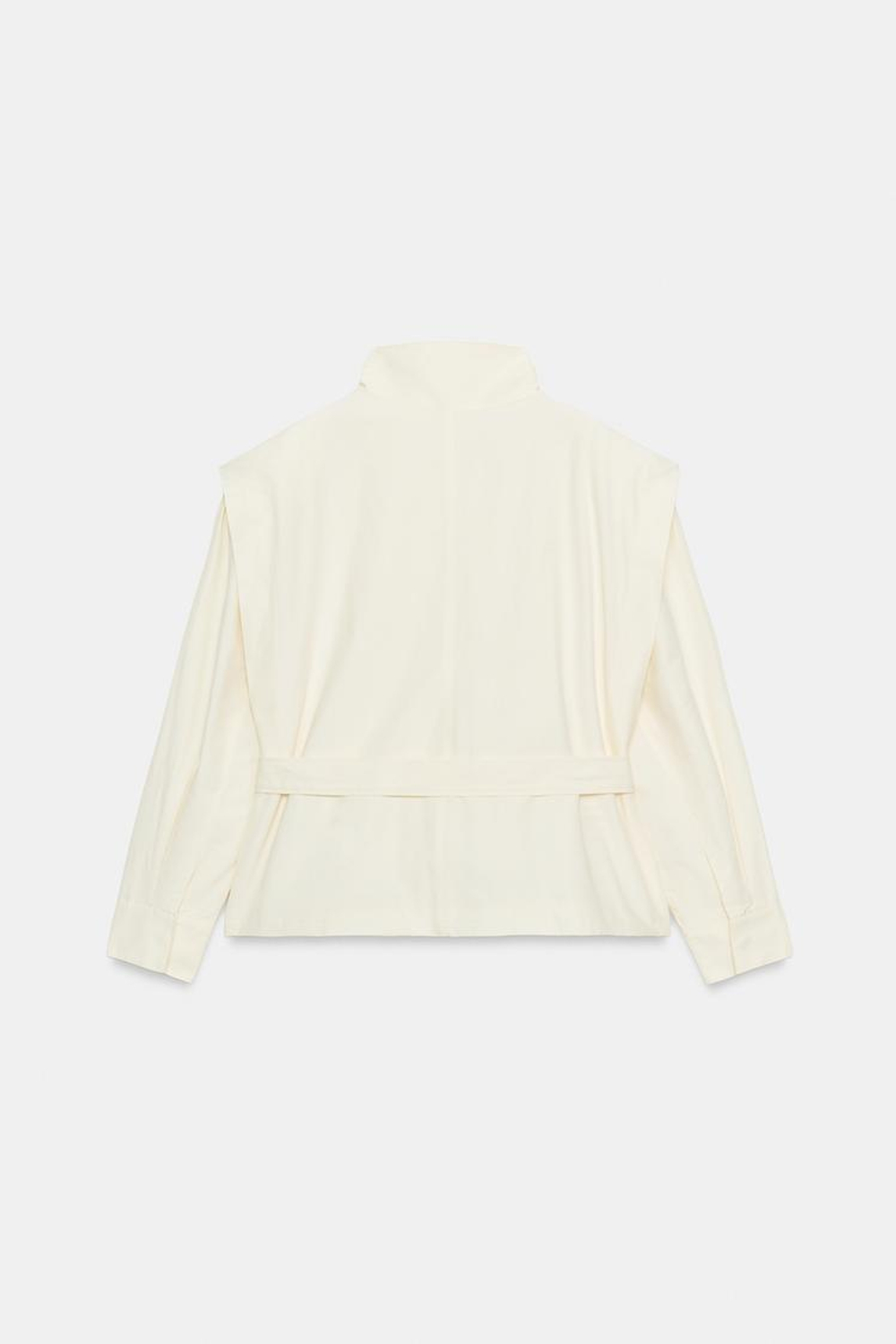 ZARA КУРТКА С ВОРОТНИКОМ-СТОЙКОЙ И ПОЯСОМ, ВАНИЛЬНЫЙ