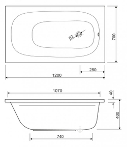 Ванна акриловая Cezares ECO 170x70 см ECO-170-70-41-W37