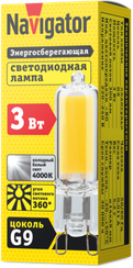 Лампа светодиодная Navigator NLL-G 220V G9 3W 4000K стекло 32337