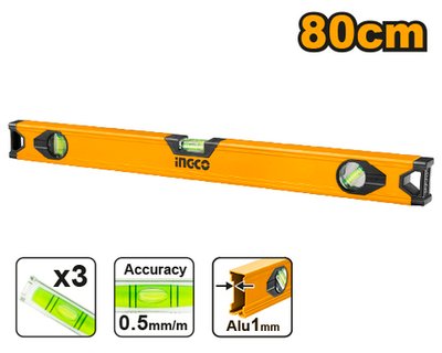 Строительный алюминиевый уровень 80 см INGCO HSL18080