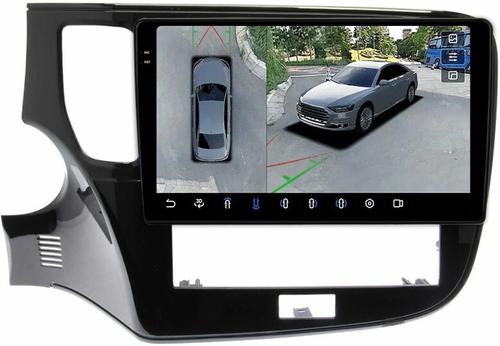 Магнитола для Mitsubishi Outlander 3 2020-2022 (прямоугольный климат) - FarCar BX2005M-360 монитор 10.36" 2K QLED на Android 13, Быстрая, CarPlay, 4G SIM-слот, 4 камеры в комплекте