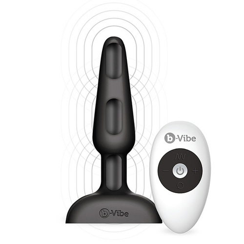 Черная анальная премиум-пробка с 3 моторами b-Vibe Trio Plug BV-002-BLK