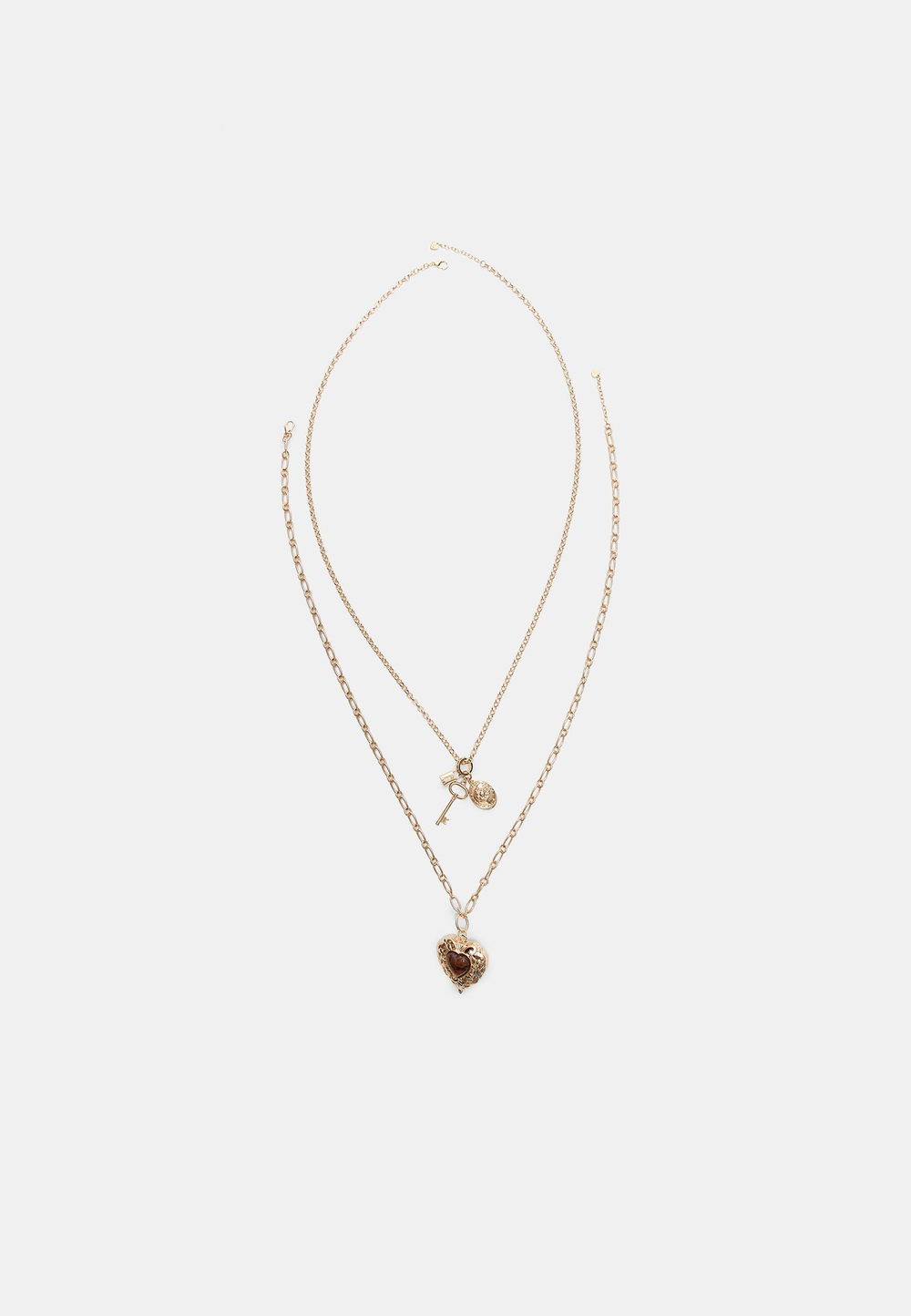 STRADIVARIUS Комплект из 2 колье в форме сердца, золотой