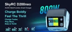 Зарядное устройство SkyRC D200 neo (20A, двухканальное, AC - 200Вт, DC - 2х400Вт) LiPo 6S