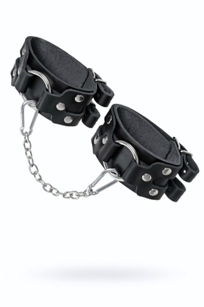 Оковы BDSM с двумя ремешками натуральная кожа чёрные