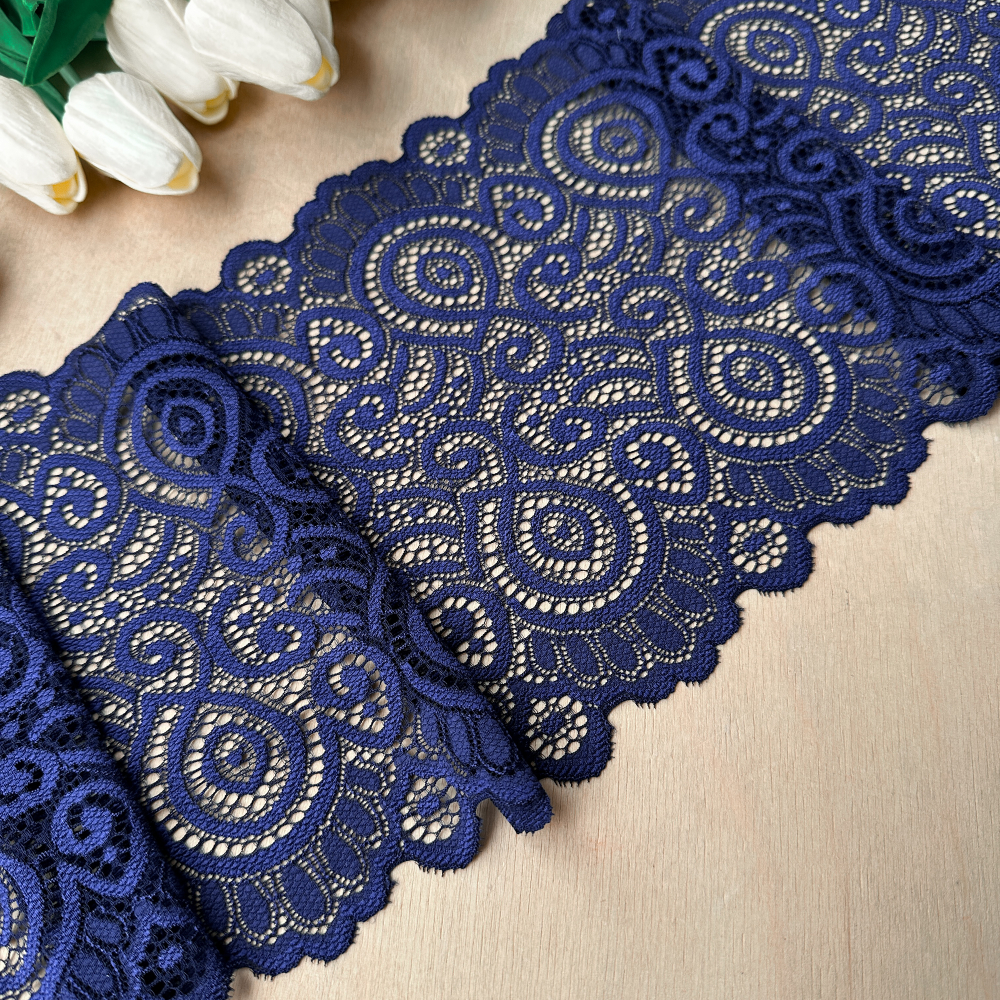 Широкое кружево эластичное 18см, Синий (lace/magn/180)