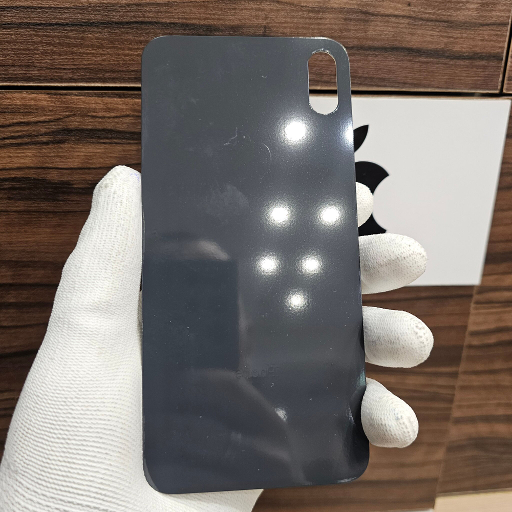 Крышка для iPhone XS Max - задняя стеклянная панель "премиум качество" (чёрного цвета)