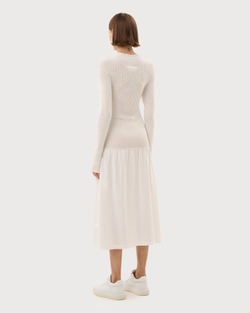 MM6 MAISON MARGIELA ПЛАТЬЕ БЕЛОЕ КОМБИНИРОВАННОЕ МИДИ