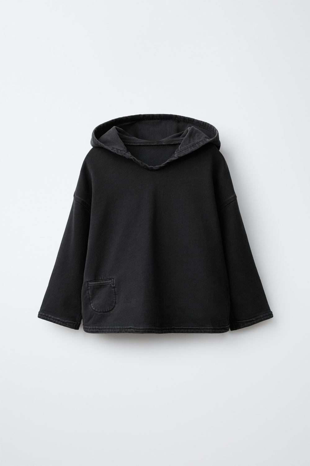 ZARA ОДНОТОННОЕ ХУДИ, ЧЕРНЫЙ