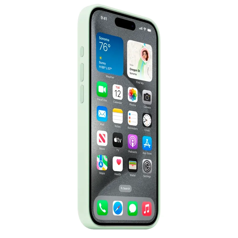 Силиконовый чехол с поддержкой MagSafe Apple Silicone Case для iPhone 15 Pro Max, Soft Mint (Пастельно-мятный)