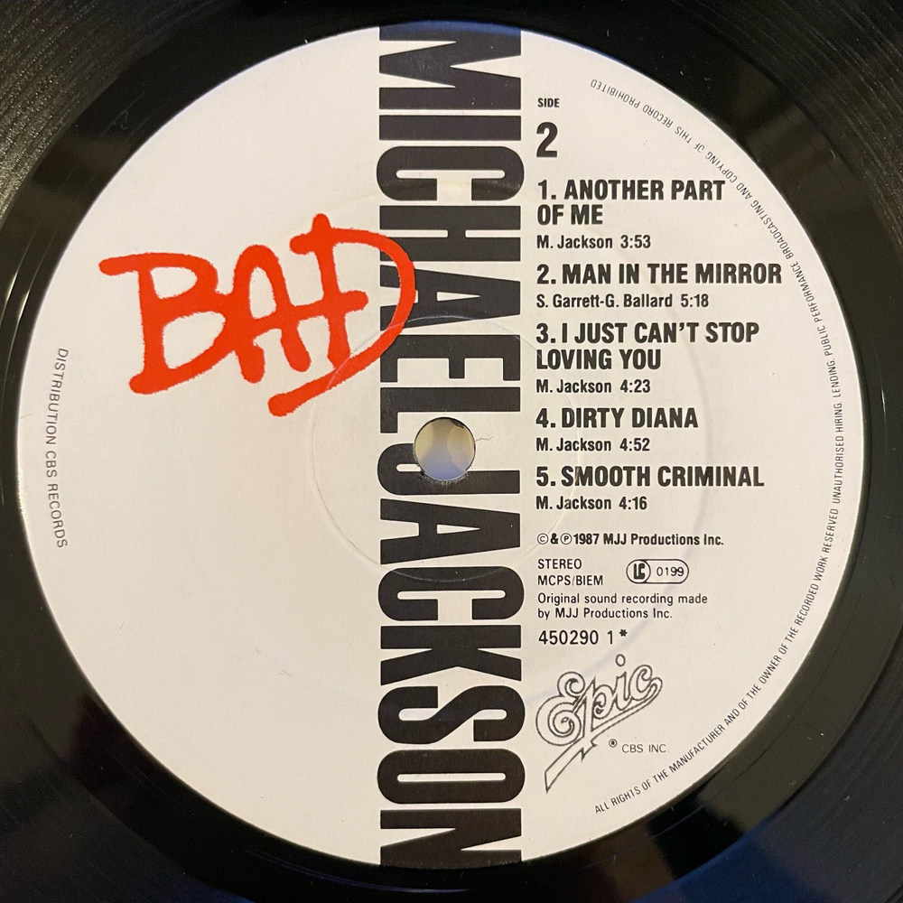 Винтажная виниловая пластинка LP Michael Jackson Bad (Англия 1987)