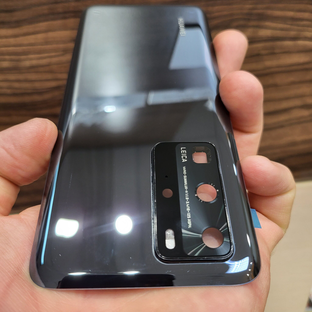 Крышка для Huawei P40 Pro - задняя стеклянная панель "Хорошее качество" (чёрно-серого цвета)
