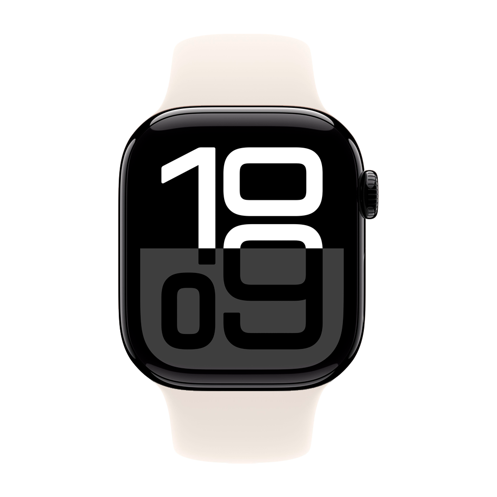 Умные часы Apple Watch Series 10 GPS, 42mm, Jet Black Aluminium Case with Sport Band S/M, Light Blush (Черный)