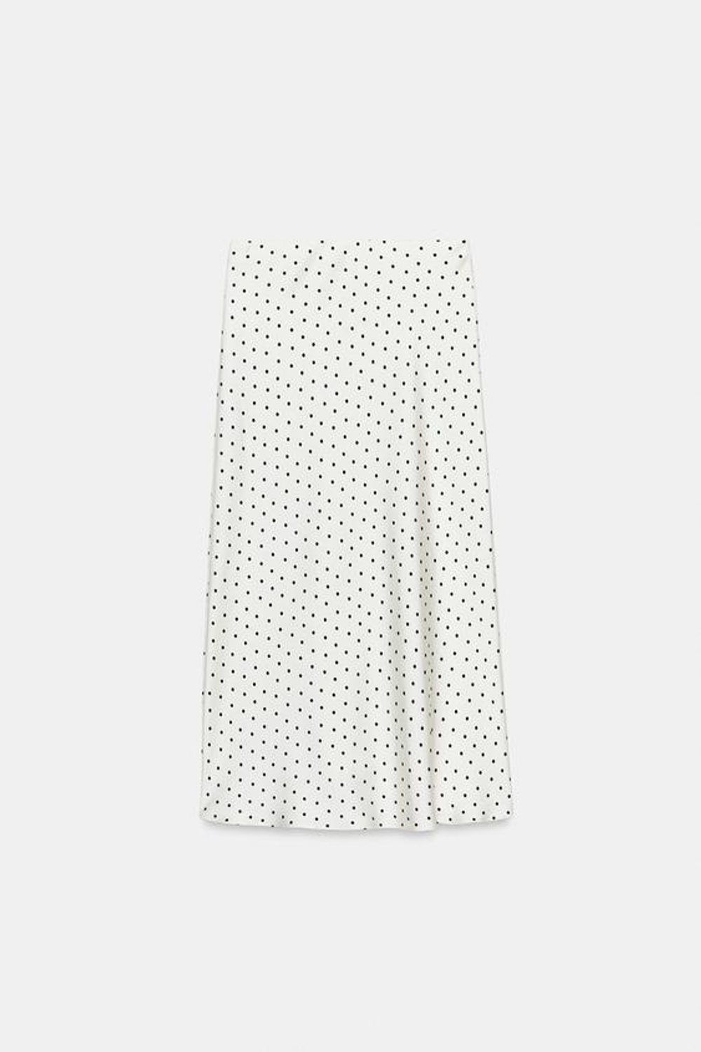 ZARA АТЛАСНАЯ ЮБКА МИДИ, ЭКРЮ/ЧЕРНЫЙ