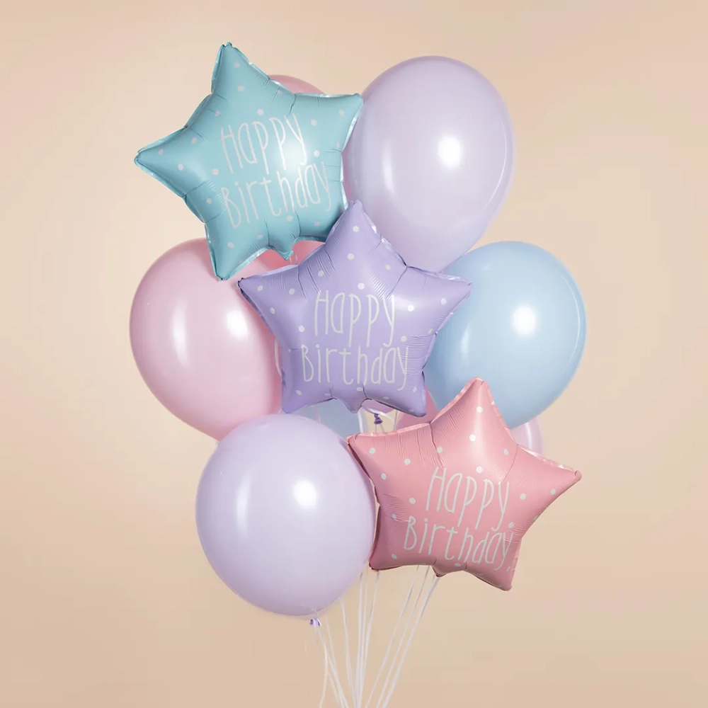 Звезда "Голубая Happy Birthday" сатин