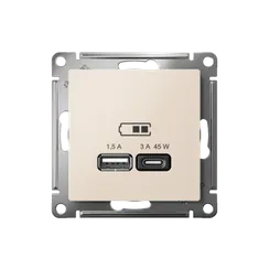 Розетка с USB A+C Systeme Electric AtlasDesign Бежевый ATN000229