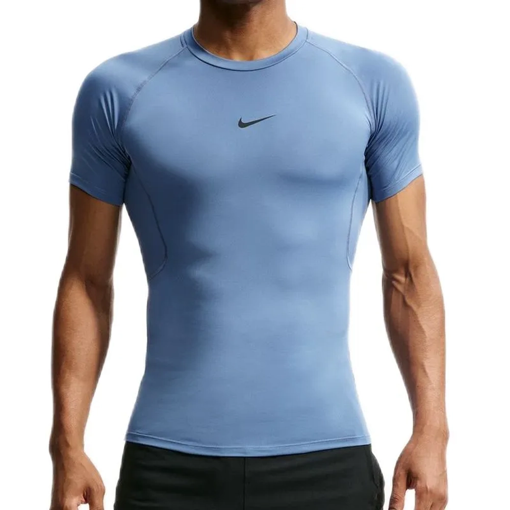 Теннисная футболка Nike Pro Dri-FIT Tight Short-Sleeve Fitness - storm indigo/black