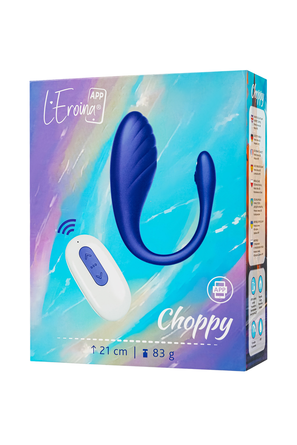 Вибратор для пар L`Eroina App Choppy с пультом синий 21 см