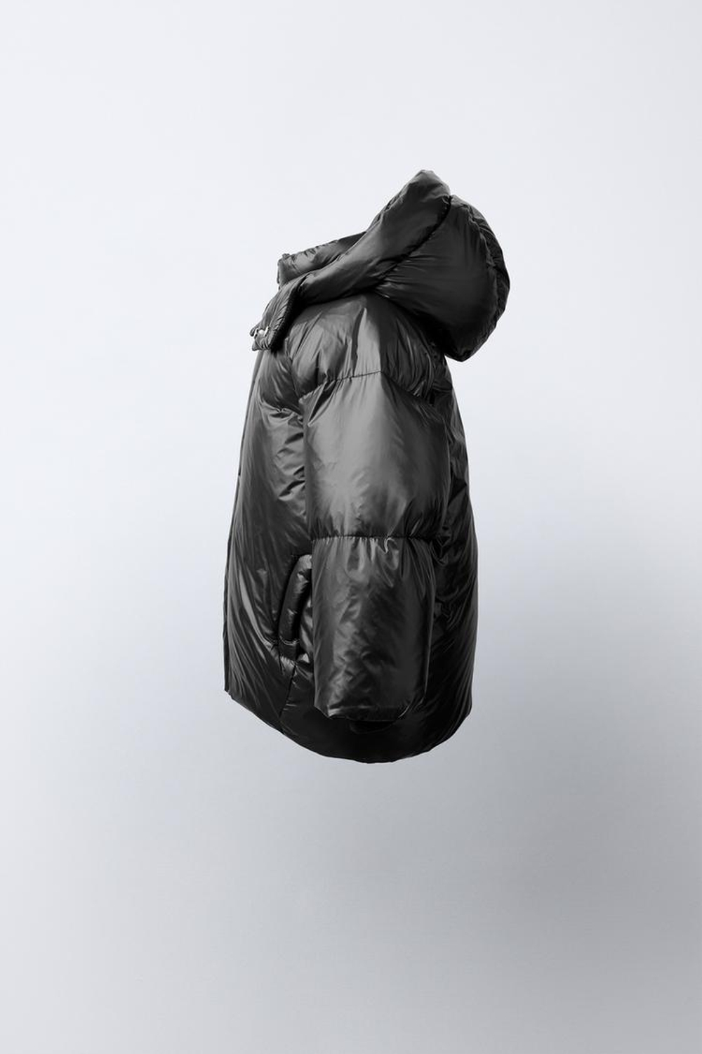 ZARA ПУХОВИК 50% ПУХА И 50% ПЕРА WATER REPELLENT WIND RESISTANT THERMAL INSULATION, ЧЕРНЫЙ