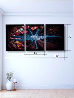 Картина Зеркальный мегаполис модульная 50x70см 3шт.