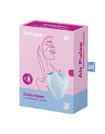Голубой вибромассажер Cutie Heart с вакуум-волновой стимуляцией (Цвет: голубой)