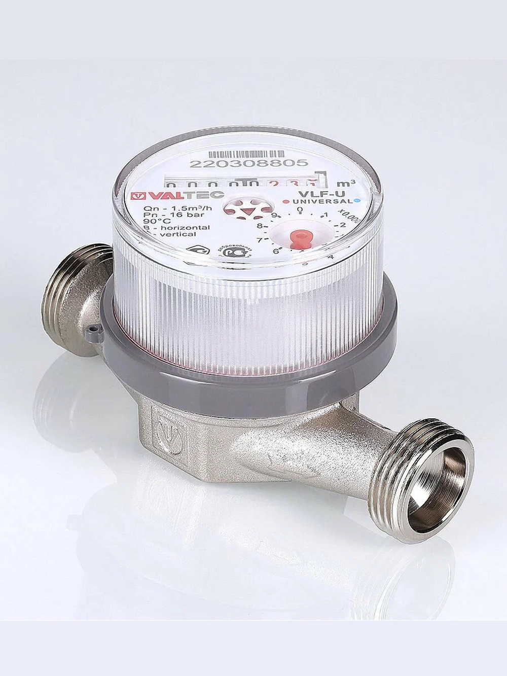 Счетчик Valtec 1/2" L=110мм, без сгонов, для горячей и холодной воды VLF-15U-L
