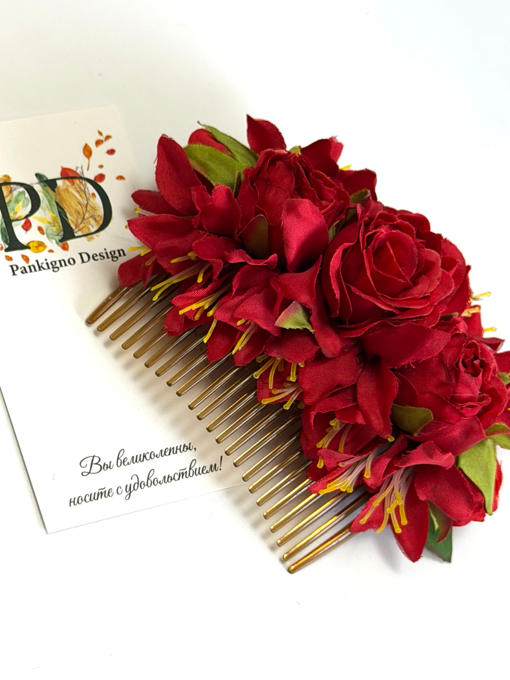 Гребень Pankigno Design с розами Limited Edition