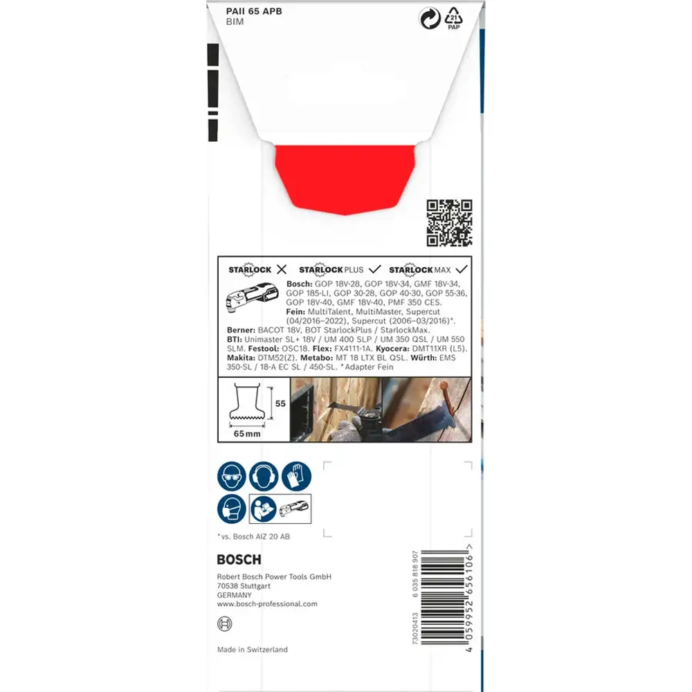 Погружное полотно 65х55 мм Wood and Metal PRO StarlockPlus BIM PAII 65 APB BOSCH 2608669131